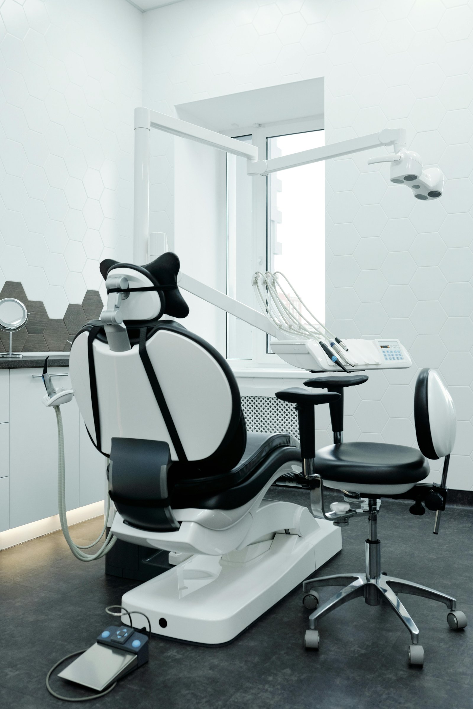 Modern dental office with dental chair and equipment